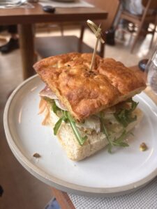 Prosciutto, pistachio, and burrata focaccia at Ve/La Studio, Thong Lor, Bangkok.